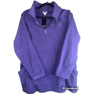 NWT Avenue Purple Collared Quarter Zip Pullover Pockets Fleece Size 14/16